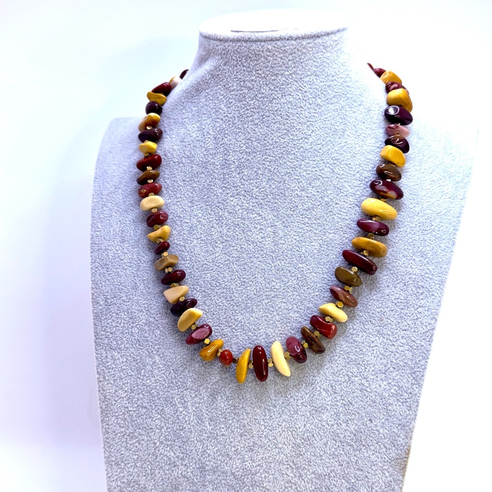 Artisan Mookaite Jasper Nugget and Hematite Necklace and Matching Earrings - Picture 4 of 13
